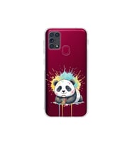 Samsung Galaxy M31 ile Uyumlu Splash Panda Tasarımlı Şeffaf Silikon Kılıf