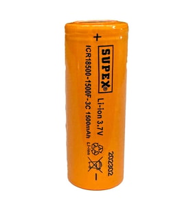 ICR18500-1500F-3C Lityum Ion 3.7V 1500mAh 3C Deşarj Akımı Düz Kafa Pil