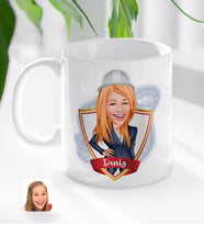 BK Gift Kişiye Özel İsimli Kadın Mühendis Karikatürlü Beyaz Kupa Bardak-1
