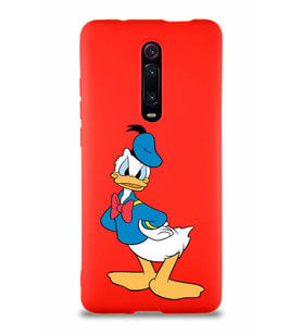 Xiaomi Redmi K20 Soft Premier Kapak Donald Duck-D Tasarımlı Silikon Kılıf - Kırmızı (Şeffaf)