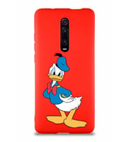 Xiaomi Redmi K20 Soft Premier Kapak Donald Duck-D Tasarımlı Silikon Kılıf - Kırmızı (Şeffaf)