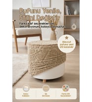 Yıkanabilir Puf Tabure Kılıfı Tak-Çıkar-Değiştir-Yenile Orta Sehpa Kılıfı By Forest Natural