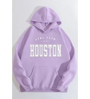 Unisex Houston Baskılı Sweatshirt (Lila)