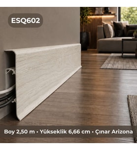 Esquero Kablo Kanallı PVC Süpürgelik 250 cm, Açılabilir Kapaklı, Çınar Arizona, ESQ602