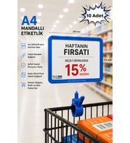 10 Adet - A4 Mandallı Fiyatlık Etiketlik Sepet Raf Askılık Fiyat Etiketi Çerçeveli Market Mağaza Mavi