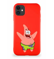 Apple iPhone 11 Soft Premier Kapak Patrick Yıldız Tasarımlı Silikon Kılıf - Kırmızı (Şeffaf)