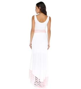 FİLE DETAYLI ELBİSE   (Ekru-Pembe)