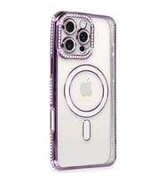 iPhone 16 Pro Kılıf Joke Simli Magneticsafe Kılıf - Derin Mor