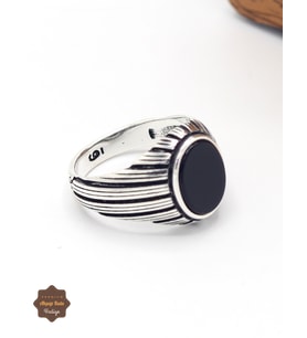 Oniks Taşlı Oval Model 925 Ayar Gümüş Çocuk Yüzüğü 201025389