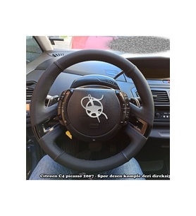 Citroen C4 Picasso 2007 Araca Özel Deri Direksiyon Kılıfı (noktalı Düz) (Karışık)