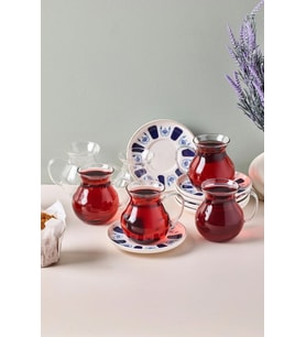 Perotti Laleli 6 Kişilik 12 Parça Kulplu Çay Seti 210 Ml 17903