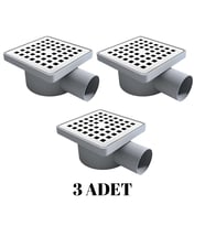 3 Adet 10*10 YANDAN ÇIKIŞ ÇAP 50 KARE KROM YER SİFONU SU GİDERİ BALKON GİDERİ BANYO GİDERİ