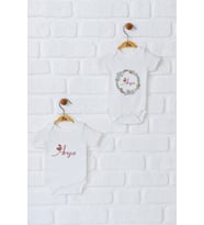 Pia Baby Premium %100 Pamuk İsme Özel Organik Baskılı İkili Set Çıtçıtlı Bebek Body Zıbın Modelleri 5017-17 (Ekru)