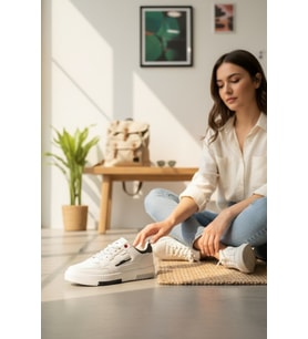 Enoch Günlük Spor Ayakkabı Kalın Tabanlı Sneaker Şeritli ve Detaylı Model
