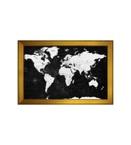 Harita Temalı Kanvas Tablo 80 x 110 cm Gold Çerçeve