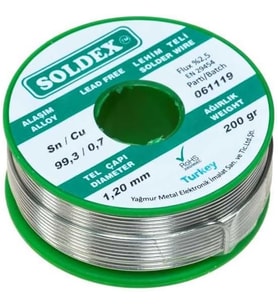 1.20 mm 200 g Kurşunsuz Lehim Teli (%99,3 Sn /%0,7 Cu)