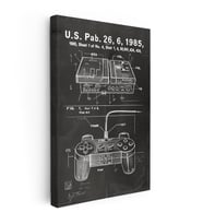 Dikey Kanvas Tablo Oyun Konsolu ve Kumanda Patent Çizimi Oyun Vintage Tablo Ev Ofis Duvar Dekoru