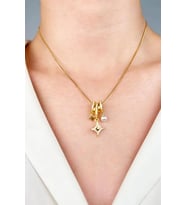 Yılıdz ve İnci Uçlu Charm Çelik Kolye - Gold