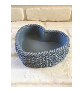 Dekoratif Örgü Desenli Kalp Beton Saksı Gri 10*14*4 Cm