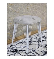 Kare Beyaz Boyalı Telli Ayaklı Tabure - Oturak - Bar Taburesi - Ayaklı Tabure Krem Renk 33 x 48 Boyut/Ebat (Çok Renkli)
