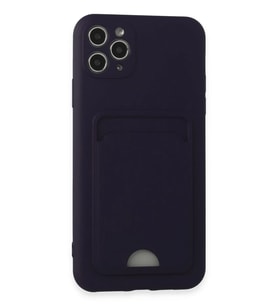 iPhone 11 Pro Max Kılıf Kelvin Kartvizitli Silikon - Derin Mor