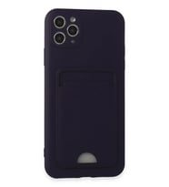 iPhone 11 Pro Max Kılıf Kelvin Kartvizitli Silikon - Derin Mor