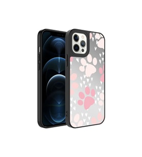 Apple iPhone 12 Pro Max Uyumlu Kılıf Aynalı Desenli Kamera Korumalı Parlak Zore Mirror Kapak (Pati Desenli)