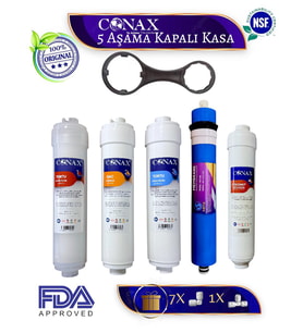 Conax Tüm Kapalı Kasalar Için 5 Aşamalı Inline Filtre Seti (ORJİNAL YENİ SERİ) 80 GPD Membran