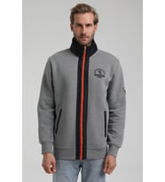 New World Polo Dik Yaka Gri Slim Fit Full-Zip Sweatshirt 22FWM64038