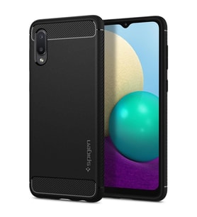 Spigen Galaxy A02 / Galaxy M02 ile Uyumlu Kılıf Rugged Armor Matte Black