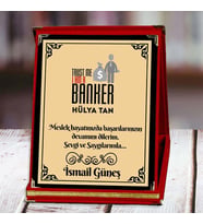 Bankacı Baskılı Plaket (4. Tasarım)  Kişiye Özel (Kırmızı)