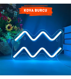 Kova Burcu Figürlü Neon Led Tabela Tablo Gece Aydınlatma Duvar Dekoru