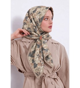 Lesscarves Çiçek Desenli Pamuk İpek Eşarp LS2214