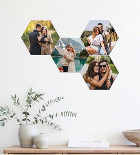 Kişiye Özel 4 Fotoğraflı Altıgen Mdf Tablo