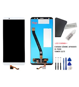 Tkgz Mate 10 Lite Uyumlu Lcd Ekran Dokunmatik Servis BEYAZ + B-7000 + TAMİR SETİ