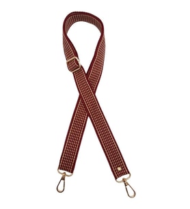 Angel Çanta Aksesuar 120x3 cm Polyester Kolon Çanta Sapı Bordo Renk Bej Şeritli Light Gold Metalli