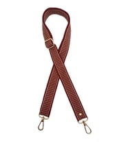 Angel Çanta Aksesuar 120x3 cm Polyester Kolon Çanta Sapı Bordo Renk Bej Şeritli Light Gold Metalli