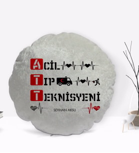 BK Gift Kişiye Özel İsimli Acil Tip Teknisyeni Tasarımlı Dekoratif Kırlent Yastık-3