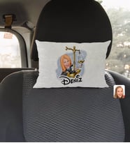 BK Gift Kişiye Özel İsimli Kadın Avukat Karikatürlü Dikdörtgen Araç Koltuk Yastığı-4
