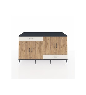 Kronos Konsol 5 Raflı 2 Çekmeceli 4 Kapaklı 176x59x99 Antrasit-Çam/Aytaşı