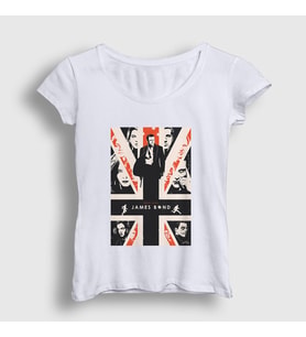 Presmono Kadın Beyaz Daniel Craig Film James Bond T-Shirt 257607tt (Beyaz)