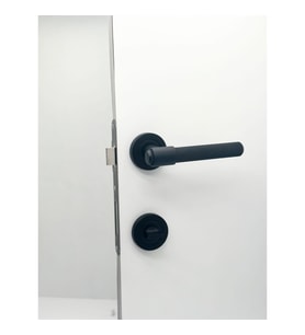 Punch Mat Siyah Rozetli Wc Banyo Kapı Kolu 1 Takım
