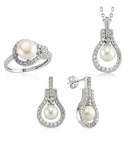 Gümüş İnci Damla Bayan Set (Standart)