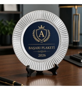 Kişiye Özel Fotoğraf Baskılı Gümüş Metal Tabak 25 cm – Isim ve Yazılı Ayaklı Dekoratif Hediye