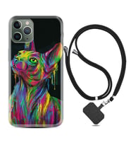 Apple iPhone 11 12 13 14 Pro Max Kılıf Boyun Askılı Silikon Color Cat 1754