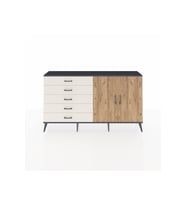 Arges Konsol 2 Raflı 5 Çekmeceli 2 Kapaklı 176x30x99 Antrasit-Çam/Aytaşı