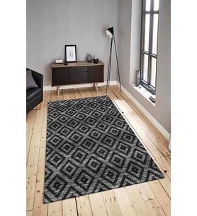Dijital Baskılı Yıkanabilir Kaymaz Modern Renkli Salon Halısı Mutfak Halısı Yolluk ND-HY-1242 (Siyah)