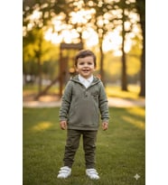 Erkek Çocuk Sweatshirtlü Gömlekli Pantolonlu 3'lü Takım