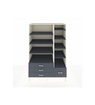 Kronos Dolap 9 Raflı 4 Çekmeceli  132x59x195 Aytaşı-Antrasit/Antrasit