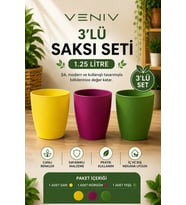 3’lü Saksı Seti - Canlı Renkler, Modern Tasarım - Saksı 1.25 L